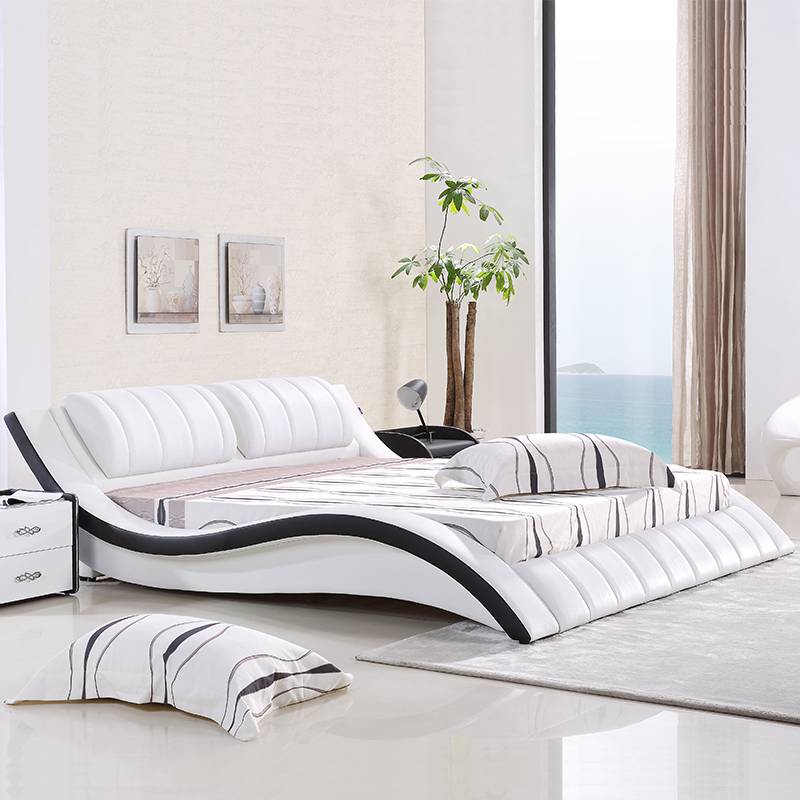 2017 Latest designs high quality leather bed frame G1021