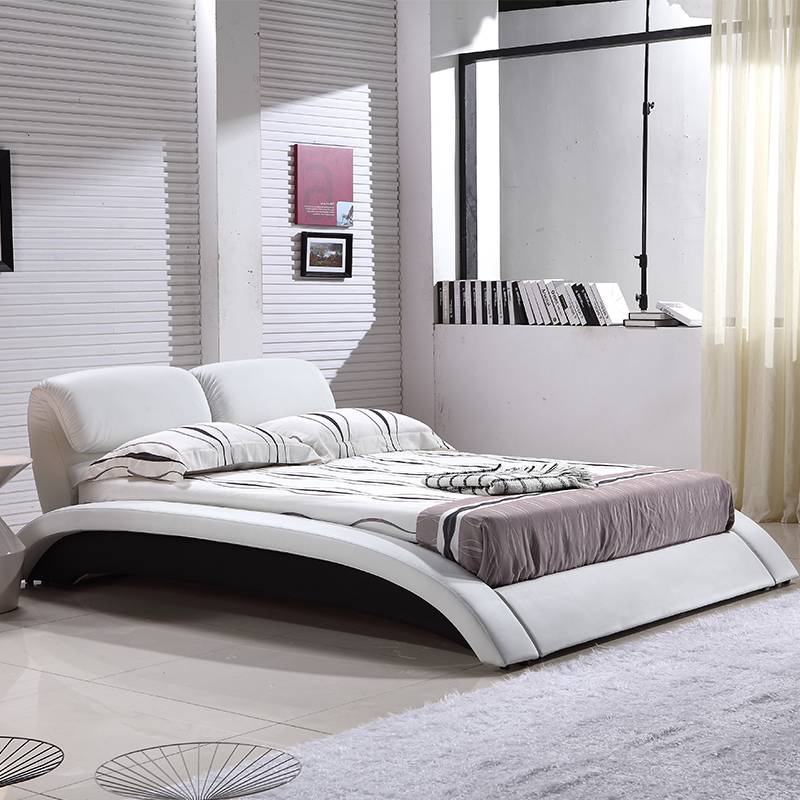 Leather Creative Bed Curved Personality Modern Bed G1022#